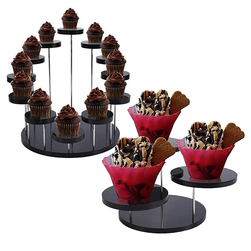 Акриловая витрина для кексов дома свадьбы дня рождения многослойная круглая