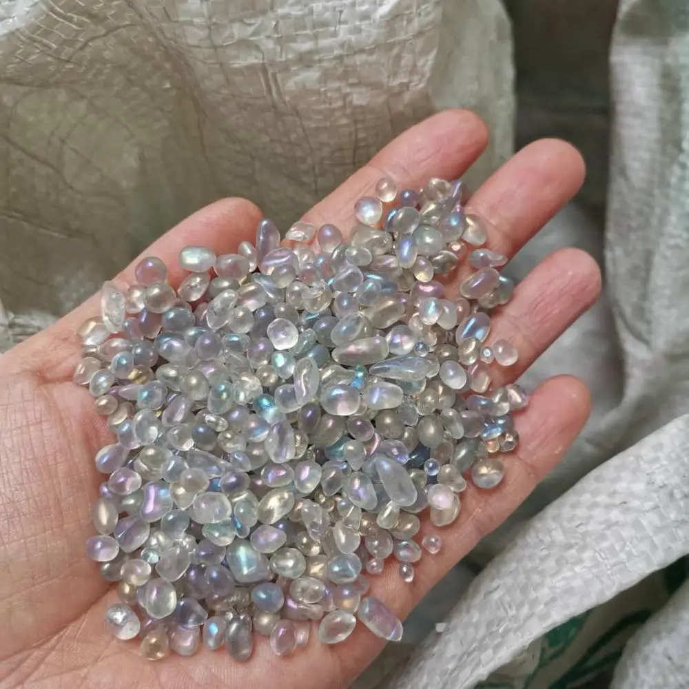 

Glass crystal gravel stone electroplating angel aura breakstone for decoration