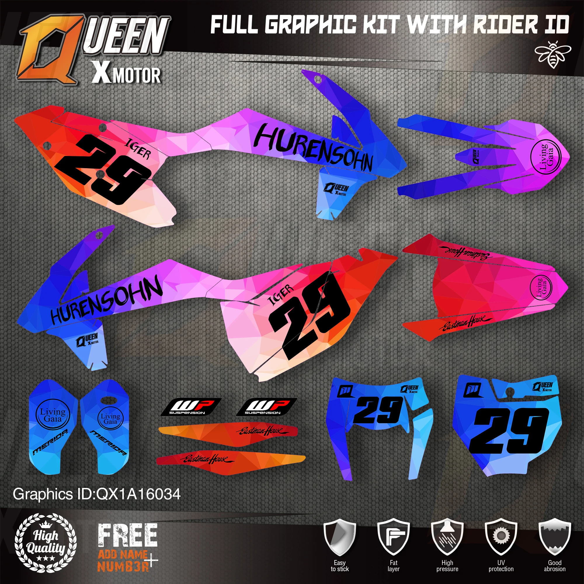 QUEEN X MOTOR Custom Team графические наклейки Набор наклеек для KTM 2016 2017 2018 SX SXF 2019 EXC Φ