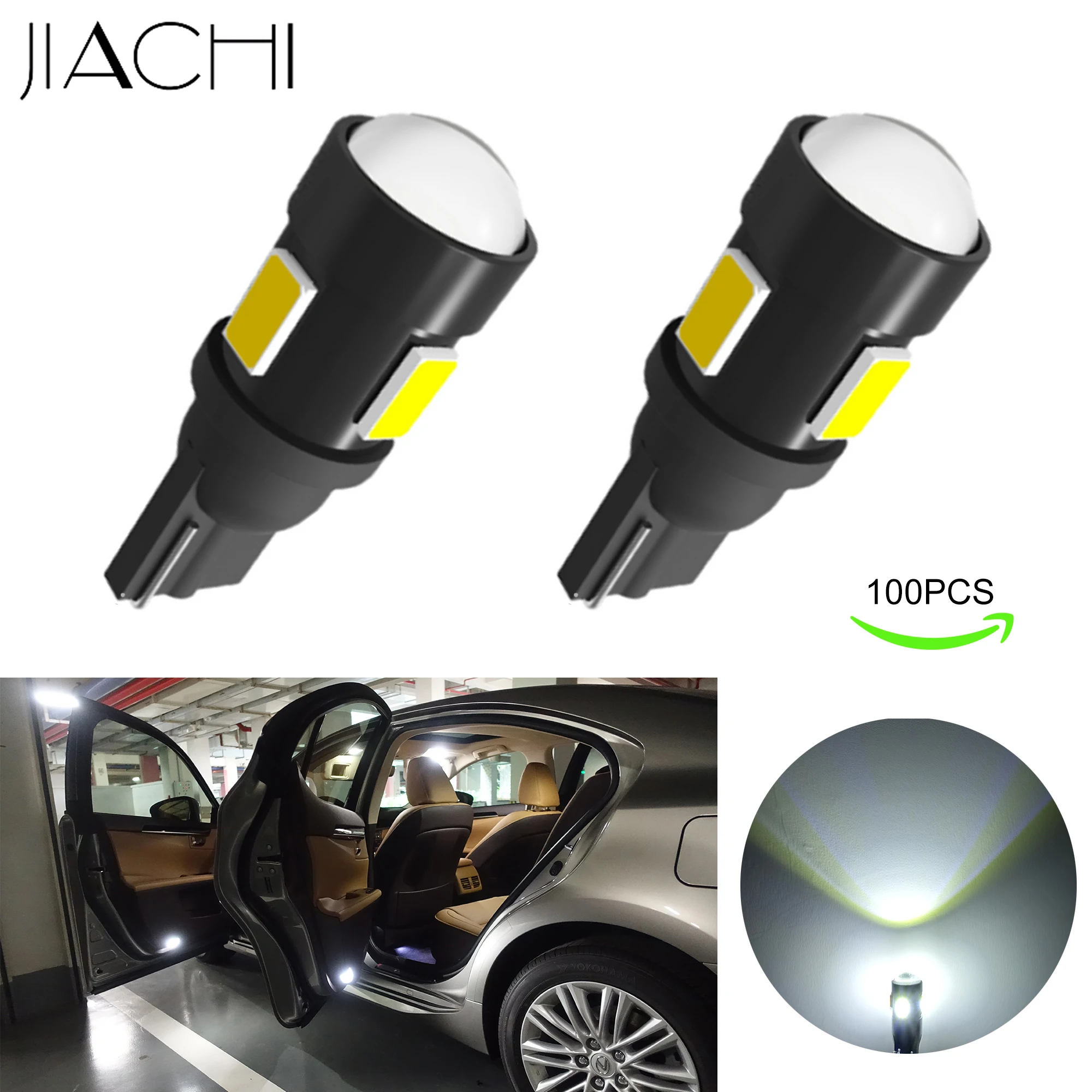 JIACHI 100 шт. T10 светодиодный ксеноновый 5730 чипы 6 SMD 5W5 194 168 автомобильные