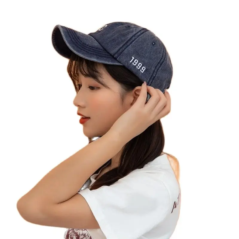 

Washed Denim Snapback Hat Women Retro Embroidery Letter C Sun Hat Casual Cotton Male and Female Students Baseball Cap
