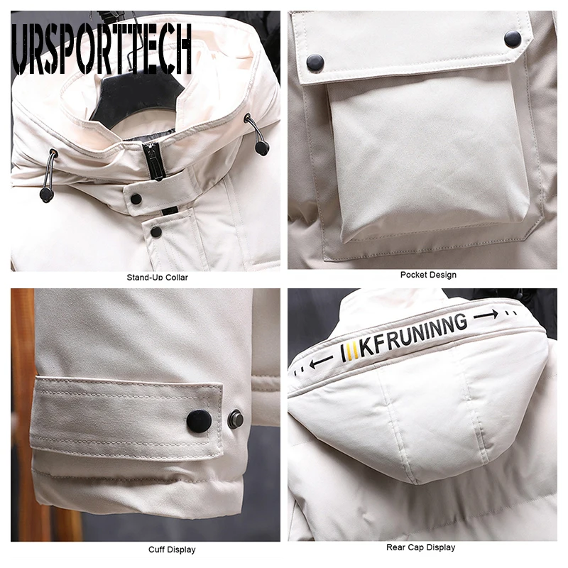 URSPORTTECH Brand Winter Jacket Men Parka 2020 New Cotton Padded Puffer Jackets Men Fashion Top Warm Solid Color Outerwear Coats