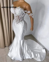african white wedding dresses mermaid evening dress ebi aso long sleeve bridal gown elegant engagement party gowns abandkleider