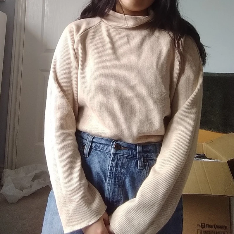 

AECU1 Turtleneck Sweater For Women spring Autumn Knitted Jumper Women's Sweater Casual Loose Long Sleeve Jacket Pullover Female