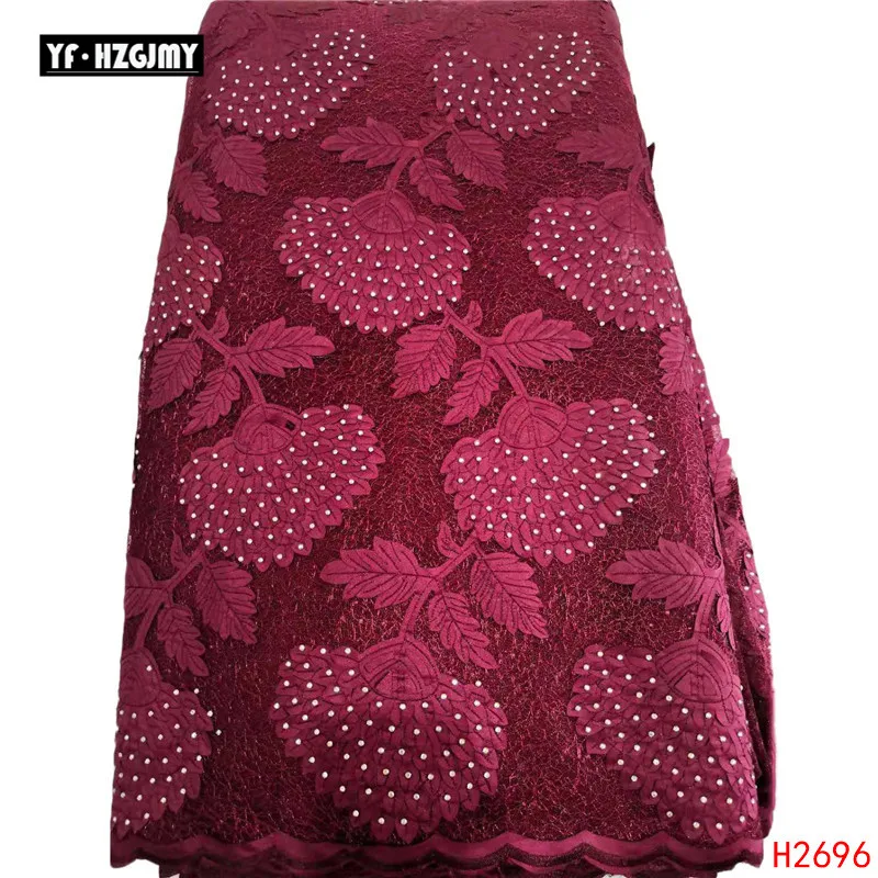 

YF YHZGJMY African Laces High Quality Embroidery Beads Rhinsstone Fabric Nigerian Guinea Lace Fabric A2696