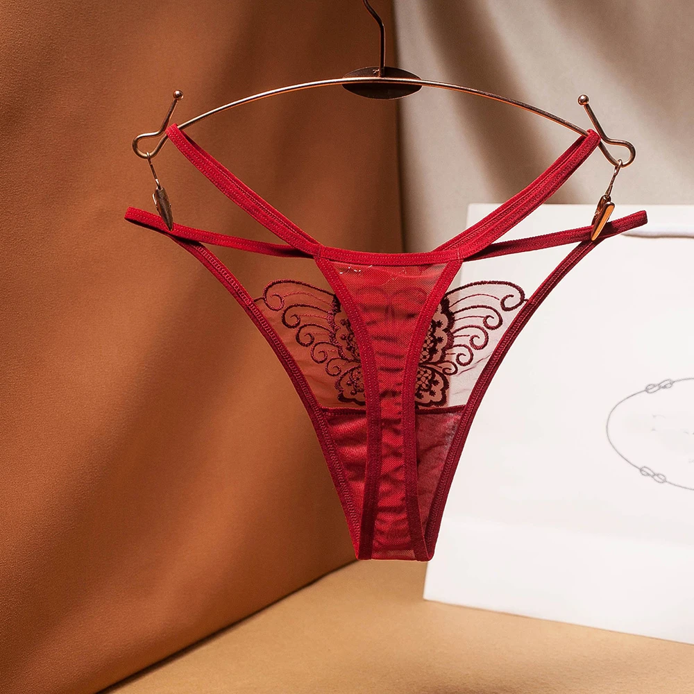 

Women Panties Underwear Sexy G-string Thongs Briefs Low Waist Lace Seamless Panty Lingerie Ladies Butterfly Embroidery T Pants
