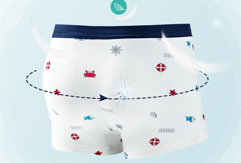 Темно-синее и зеленое нижнее белье для мальчиков Детские Боксеры из 100% хлопка