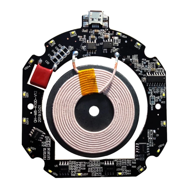 

10W/15W High-Power Coil Wireless Charging Module Qi Fast Wireless Charger PCBA Circuit Board Universal Micro USB Port