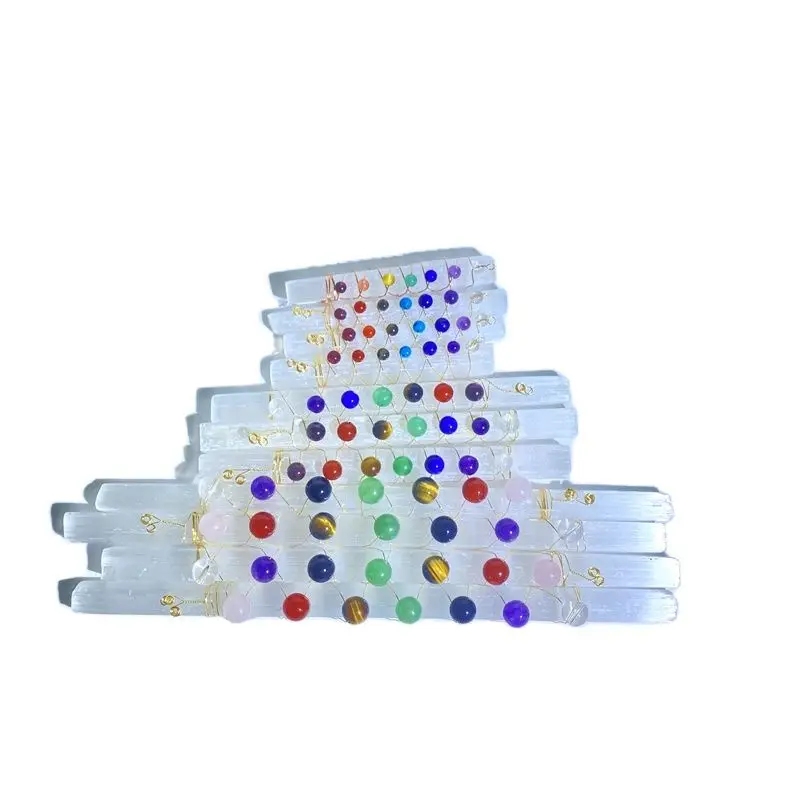 

Натуральные высококачественные аксессуары для ожерелья оптом, кристаллы 7 Семь чакр селенит, фотоэлемент для подарка