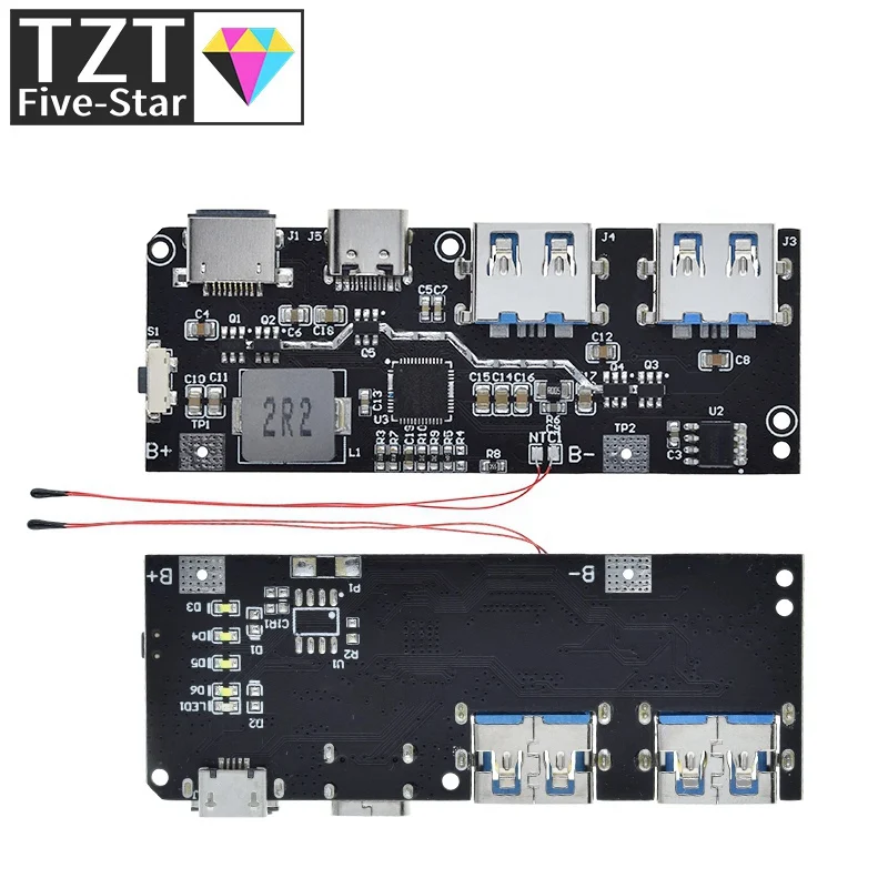 Внешний аккумулятор QC4.0 QC3.0 с двумя USB-порсветодиодный 5 В 22 А 18650 Вт | Электронные