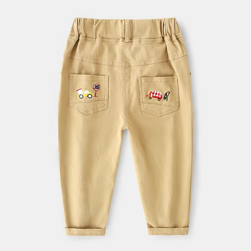 Детские штаны повседневные с мультяшным автомобилем для мальчиков длинные