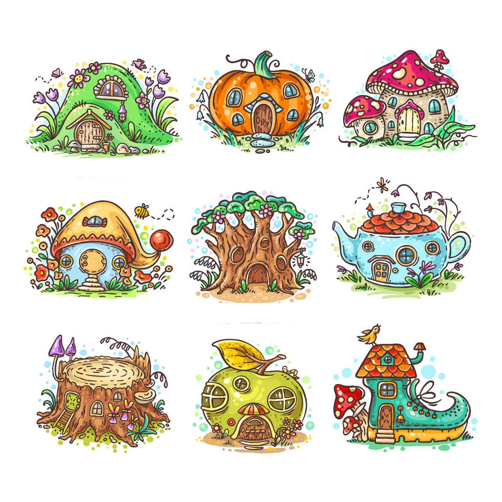 Мультяшные прозрачные штампы/печать в виде маленьких грибов/деревьев для