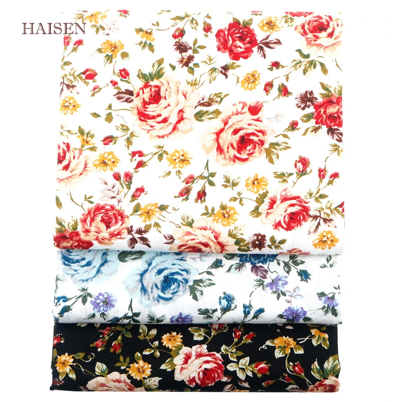 Простая хлопчатобумажная ткань Haisen в стиле розы с принтом сделай сам квилтинг и