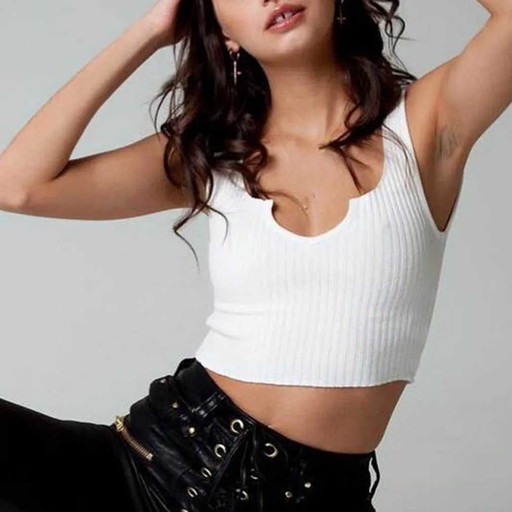 

Sexy Slim Vest Summer Deep V Neck Tanks Tops Women Clothing 2020 Sleeveless Shirt Female Tops