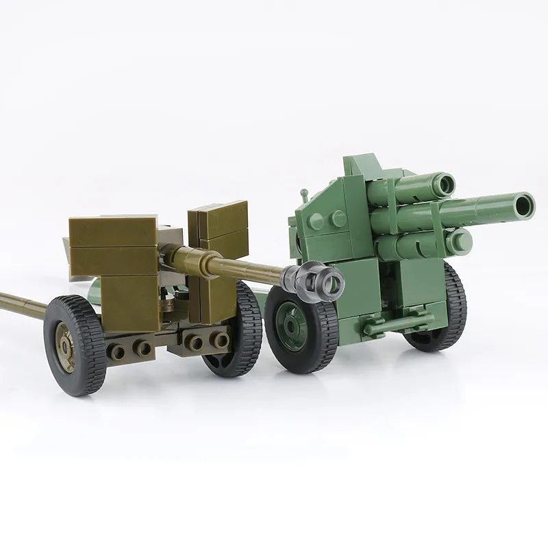 WW2 Military Soviet Weapons Building Blocks 122mm Cannon 85mm Anti-tank Gun Shell Parts Bricks Model Assembling Toys C218