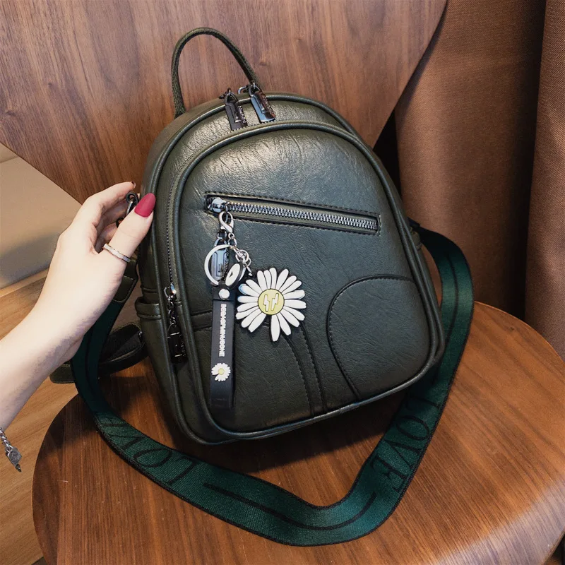 

Women Bag Pack 2021Top Quality Backpack Shoulder Bag Small Korean Backpacks Fashion Pendant Packback Woman Leather Crossbody Bag
