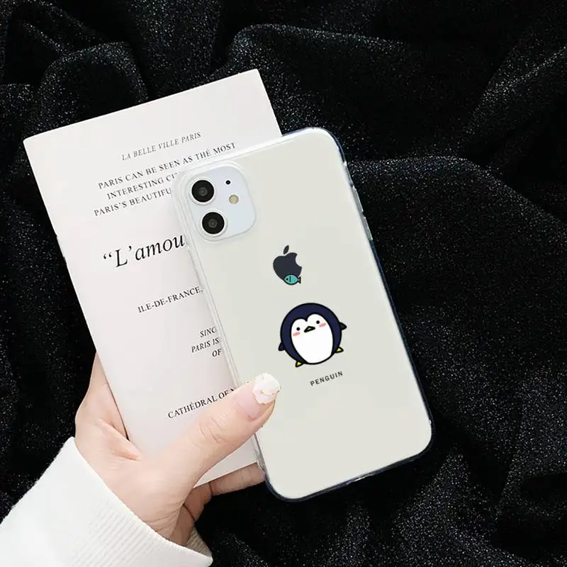 

penguin animal creativity cute Phone Case Transparent for iPhone 6 7 8 11 12 s mini pro X XS XR MAX Plus cover funda shell