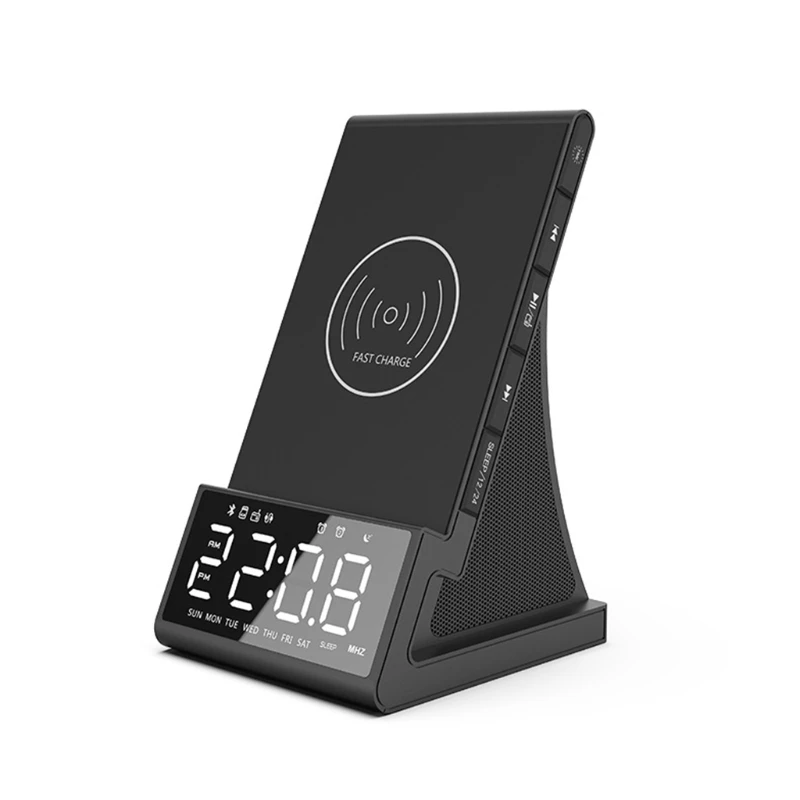 Wireless Speaker Alarm Clock Bluetooth-Comatible Clocks LED Display Black