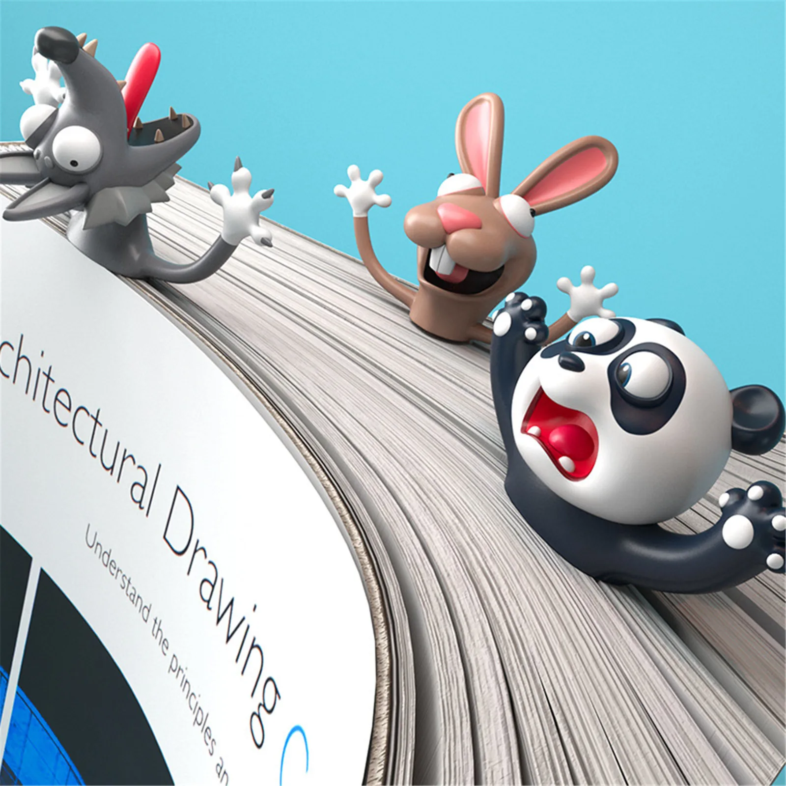 

3D Stereo Kawaii Cartoon Lovely Animal Bookmark Wacky Bookmark Student Gift 4PCS Creative Book Markers Office School Stationery