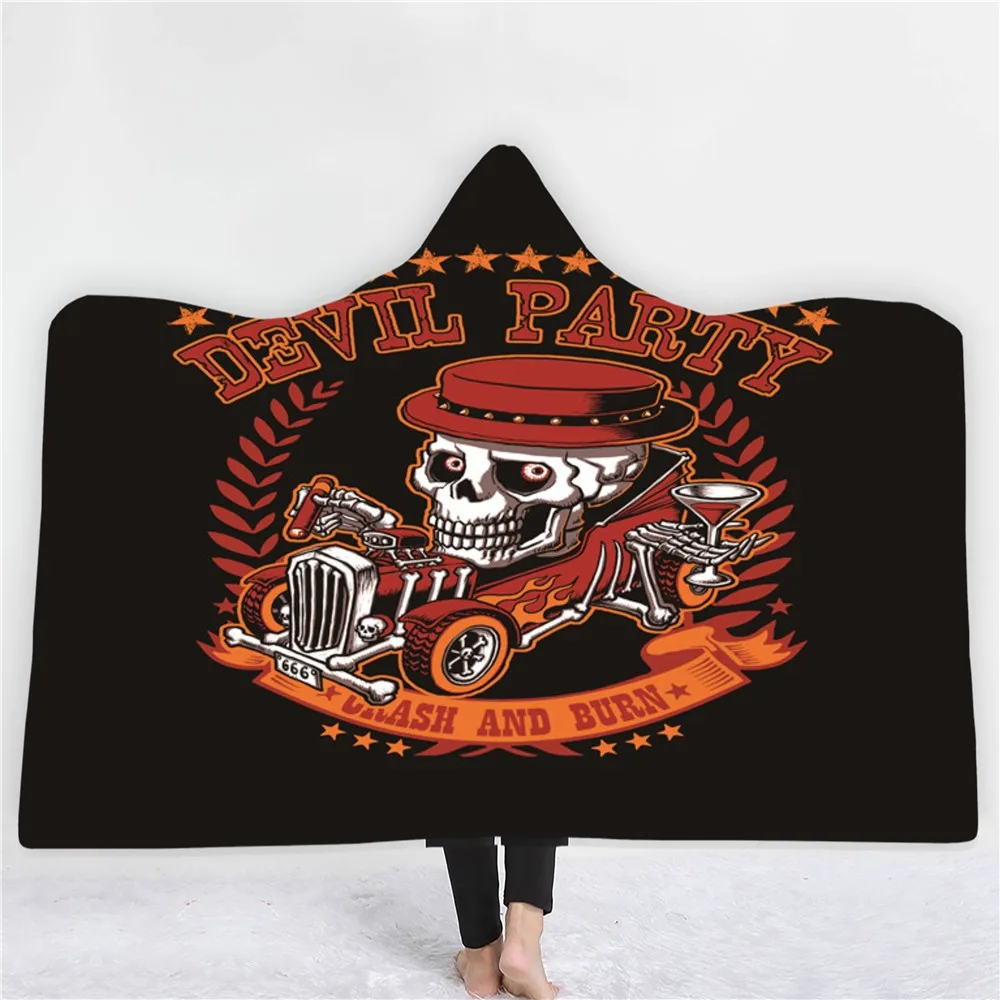 

Devil party Hooded Blanket Cartoon Terror Throw Blanket Home Textile Fleece Blanket Picnic Travel Wearable Blanket Home Decor