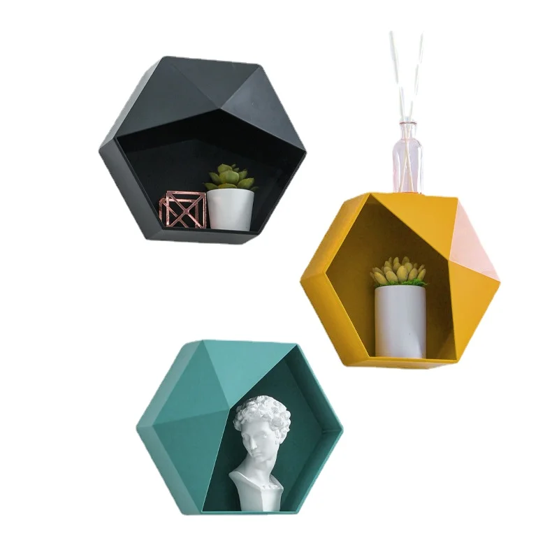 

Modern Creative Hexagon Iron Art Storage Pendant Dining Room/Living Room Wall Decorations