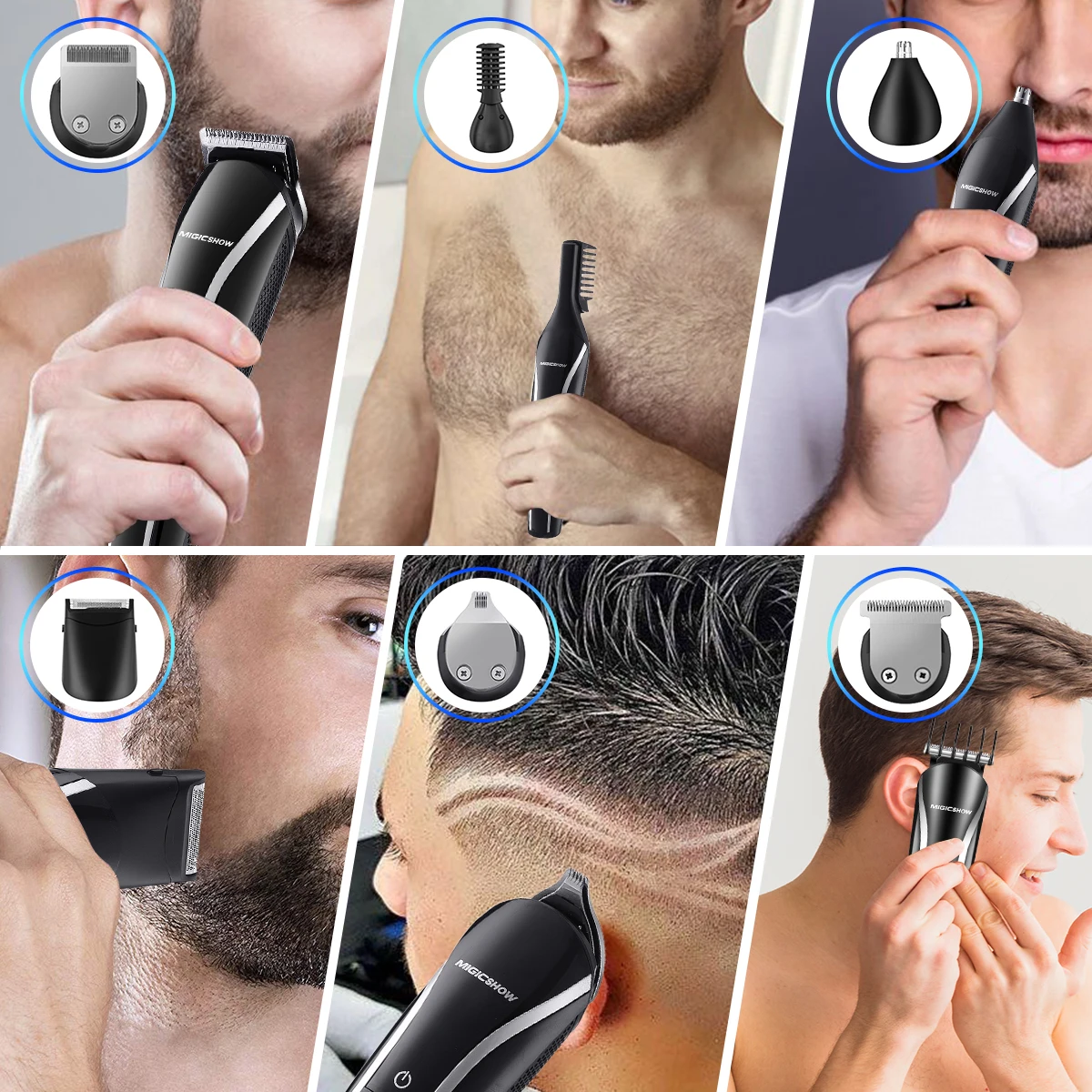 

12 in 1 Cordless Multifunction Professional Hair Trimmer Clipper Electric Hair Cutting Machine Beard Trimmer Body Men Haircut
