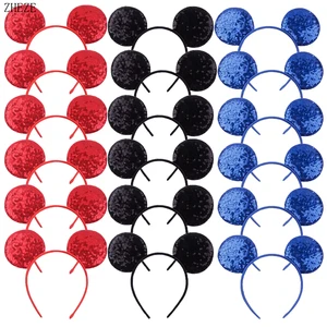 10 шт.лот Лидер продаж 34 Цвета 3,3 ''повязка на голову с блестками и мышью яркие уши Детская повязка для волос сделай сам головные уборы аксессуары для волос