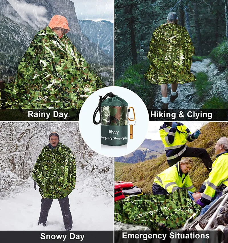 

Emergency Sleeping Bags Thermal Emergency Blankets Ultralight Survival Waterproof Bivy Sack Multi Survival Gear Hiking,Camping