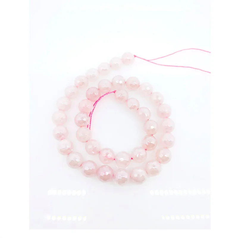 

6mm-12mmNatural Gemstone Electroplating Pink Rose Quartz Bead Round Faceted Beaded Bracelet Jewelry Making Wealth Healthy Energy