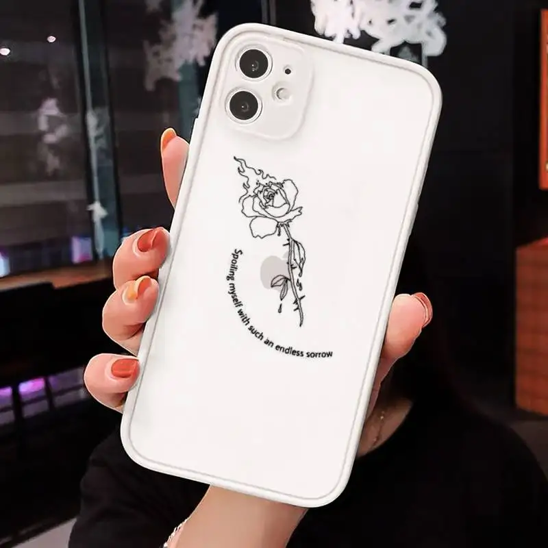 

Great Aesthetic Flower art Phone Cases matte transparent For iphone 7 8 11 12 plus mini x xs xr pro max cover