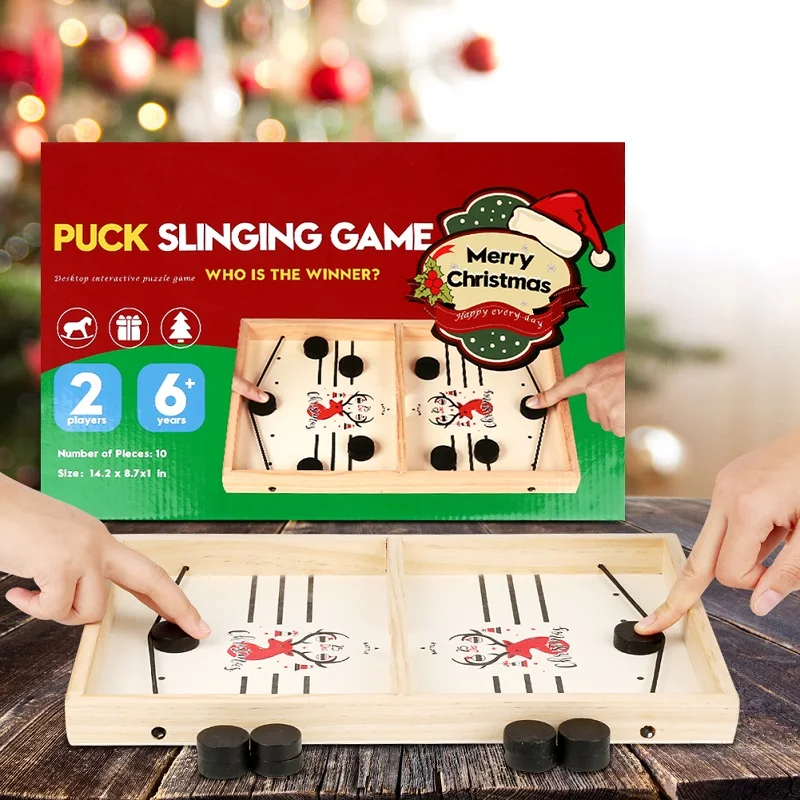 

Puck Game Fast Sling Wooden Durable Air Hockey Board Game Toy Parent Child Interactive Game Chess Prop Board Game Kids Toys Gift