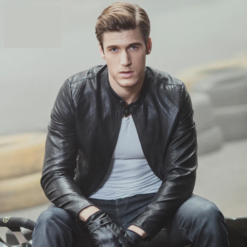 

2020 new motorcycle jacket trend men's autumn and winter plus velvet thick pu leather jacket slim jacket