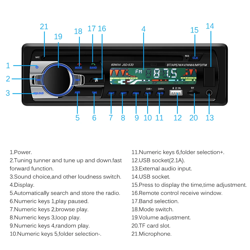 4*60 Вт автомобильное радио Авторадио автомобиля Bluetooth 12 В lcd Автомобильный