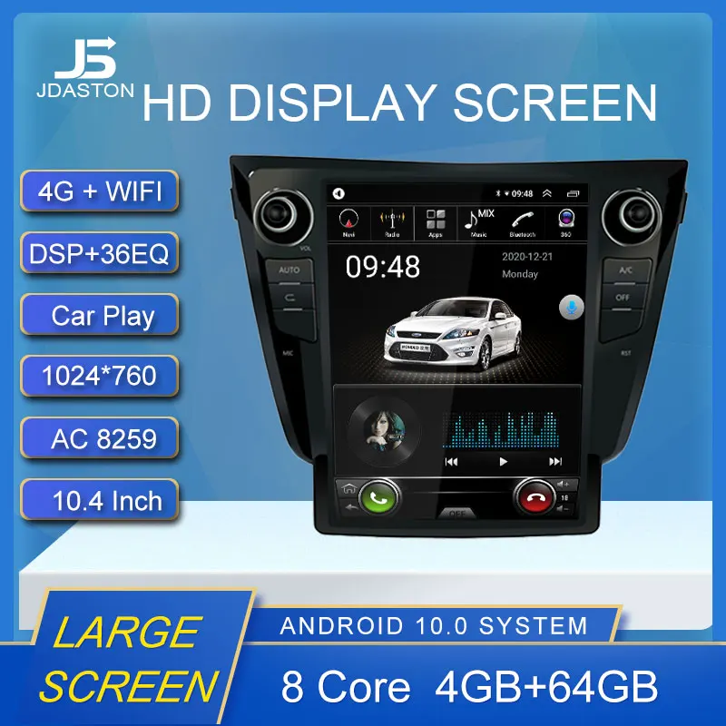 

10.4 Inch Android 10 Car Multimedia Player For Nissan X-TRAIL/Qashqai/Rouge 2013 2014 2015 2016 2 Din Car Radio GPS Navigation