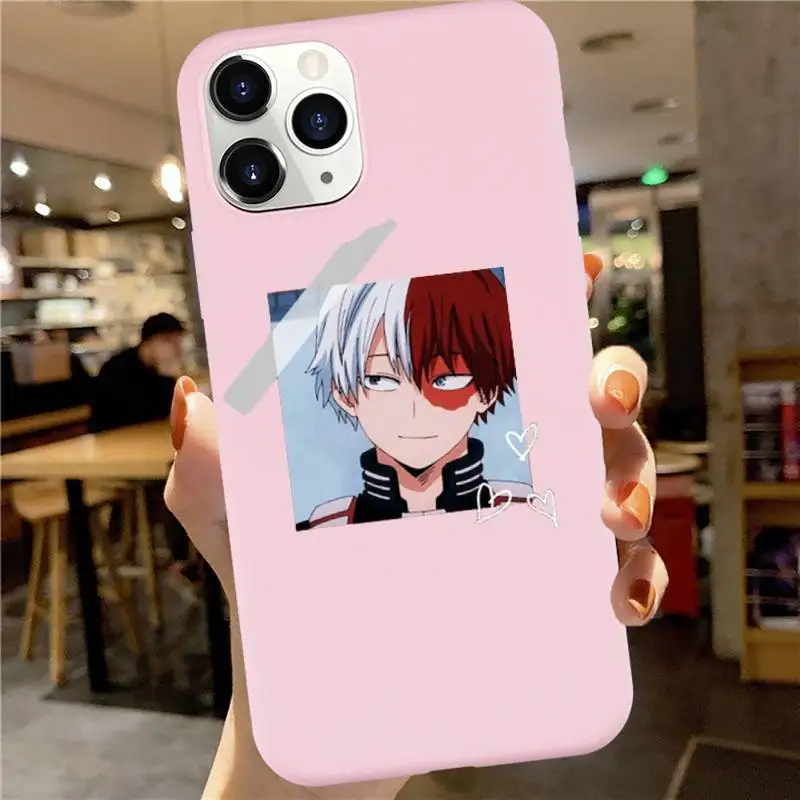

Japanese Anime Art My Hero Academia Phone Case Candy Color for iPhone 6 7 8 11 12 s mini pro X XS XR MAX Plus