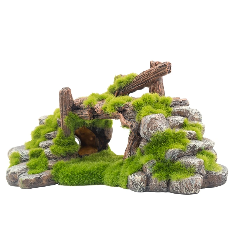 

Resin Moss Bridge Fish Play Cave Decor for Fish Tank Aquarium Ornament