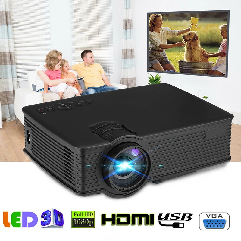 

7000 Lumen Portable Mini Projector HD 1080P Home Theater Cinema USB VGA SD AV LED Lamp New UY8
