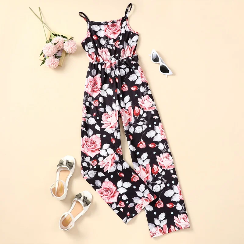 

Fashion Girls Clothes Kids Clothes Children Pants Flower Print Kids Jumpsuits Cotton Soft Pants for Girls Children Rompers 5-10Y