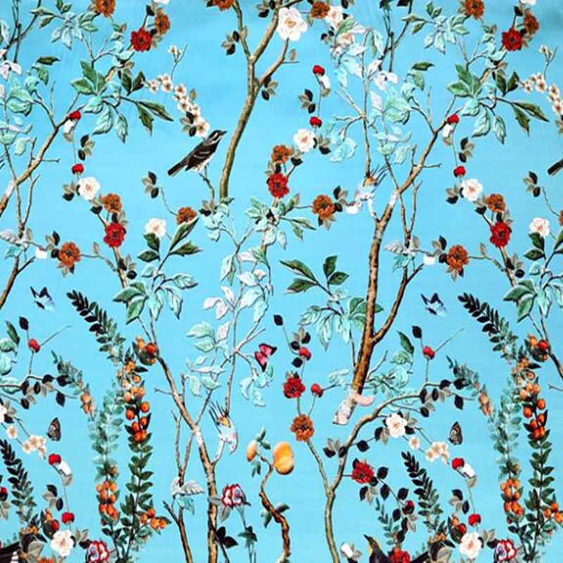 100% шелк стрейч атласная ткань с популярным цветочным узором для женщин платье в