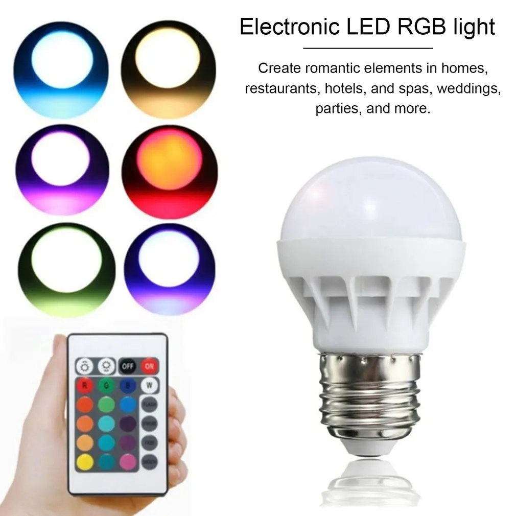E27 3 Вт RGB светодиодный светильник с пультом дистанционного управления, многоцветный диммер, лампа для дома, на год, вечерние, свадебные, декоративный светильник ing