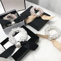 women scrunchies hair ties elastic rubber bands adult pearl bow knot bear animal fashion girl korean accessories lady wholesale