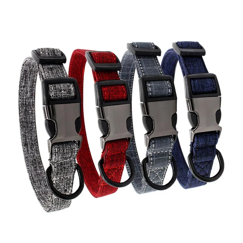 Двухслойный холщовый ошейник для собак регулируемая полуметаллическая Пряжка