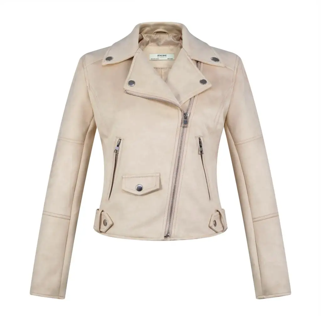 2021 New Elegant Autumn Winter Zipper Basic Suede Jacket Coat Motorcycle Jacket Women Outwear Red Slim Short Winter Jackets