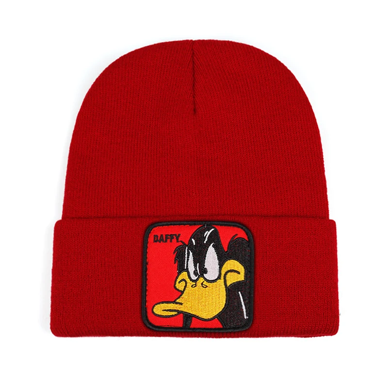 Зимняя мультяшная шерстяная шапка на утином пуху Мужская зимняя теплая вязаная