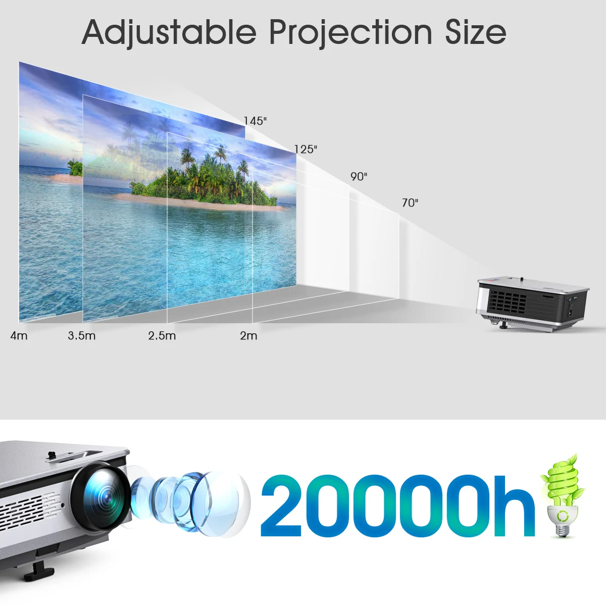 Excelvan 1280*768 1G+ 8G Android 6,0 проектор BT 4,0 AV/VGA/HDMI/USB 3200 люмен 4:3/16:9 домашний кинотеатр светодиодный проектор+ клавиатура