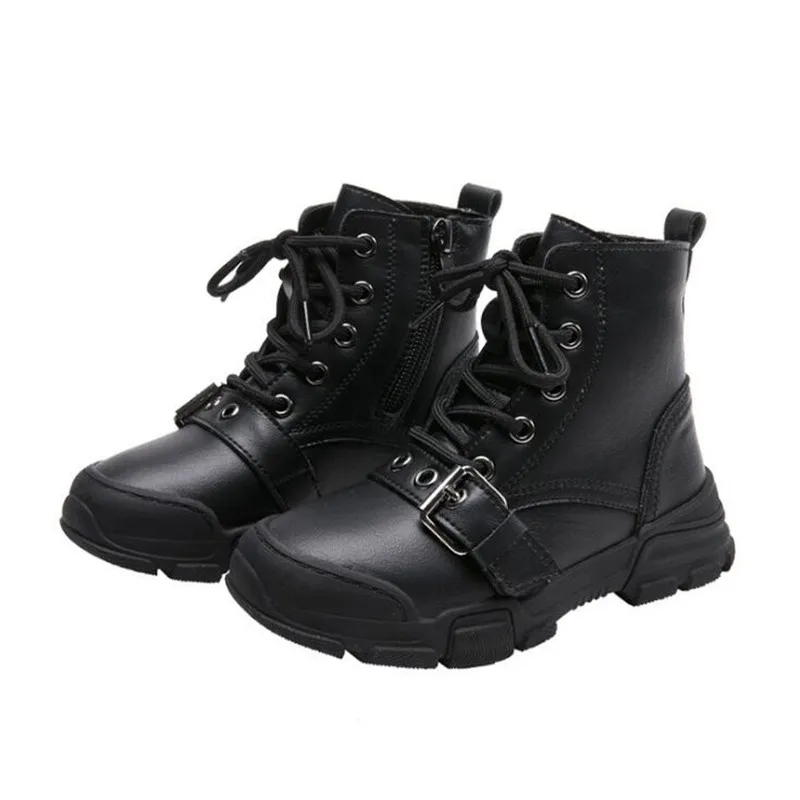 

2019 New Girls Leather Boots Boys Shoes Spring Autumn Genuine Leather Children Side Zipper Single Boots Fashion Kids Boots