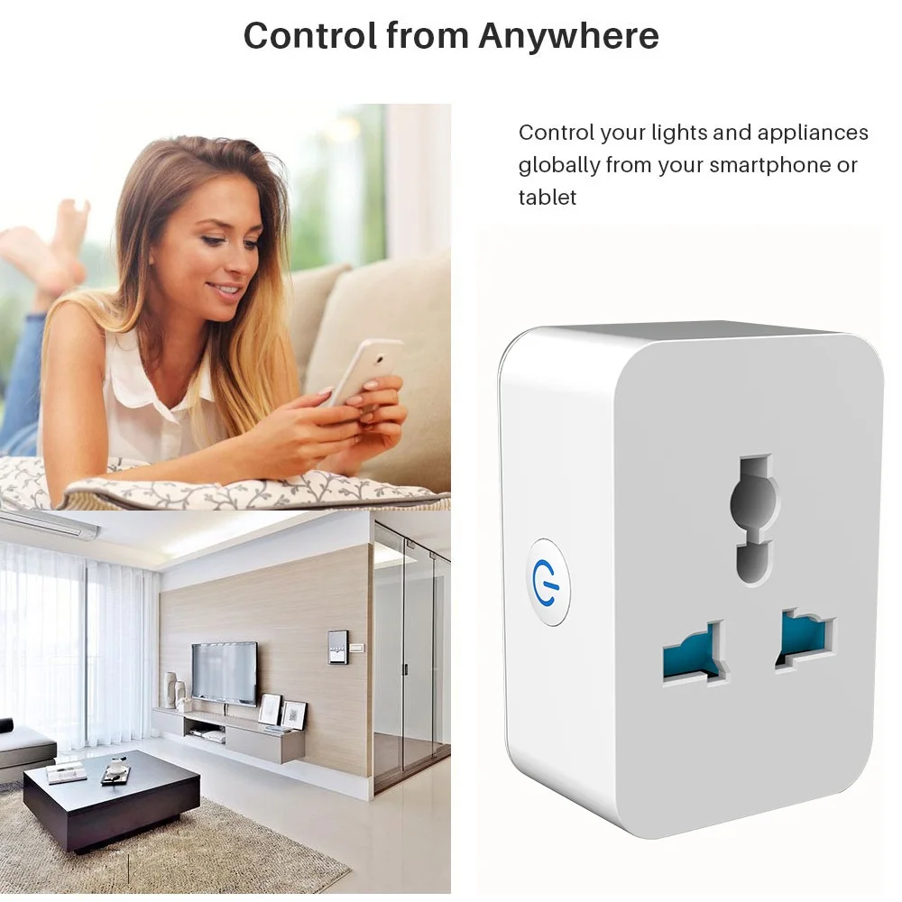 Smart Wifi Socket EU US UK AU Universal Outlet 10A 2Pin US/CN Plug APP Remote Control Timer Voice control Work | Электроника