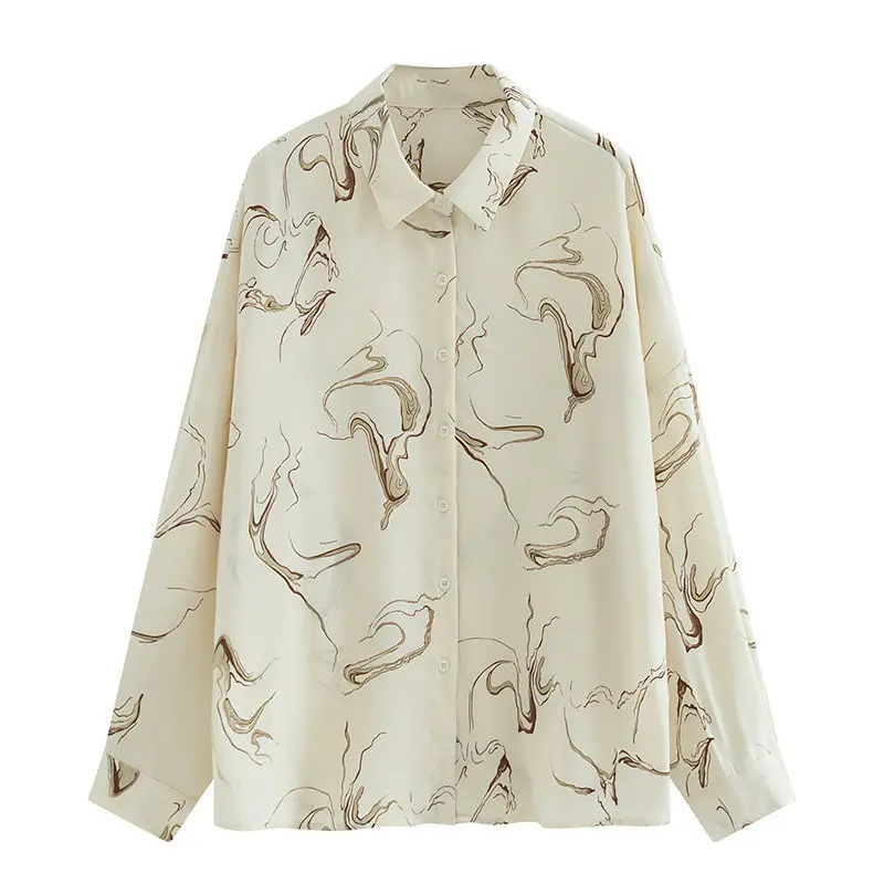 

Women Blouses Chiffon Casual Loose Shirts Print Single Breasted Vintage Retro Elegant Ladies Korean Style Fashion Simple Ulzzang