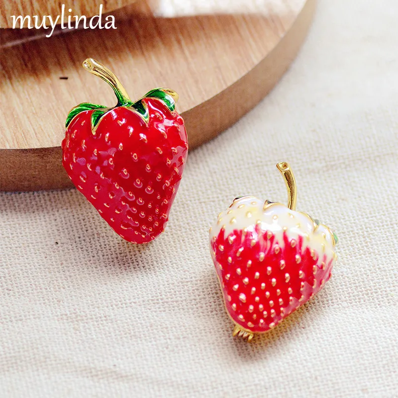 Женская/Мужская Винтажная брошь Muylinda металлическая с эмалью клубники вечерние