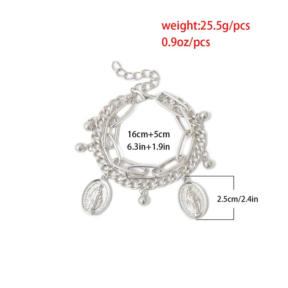 

Ingemark Vintage Virgin Mary Pendant Bracelet Bangle Men Armband Punk Chunky Chain Silver Color Bracelet Best Women Jewelry Gift